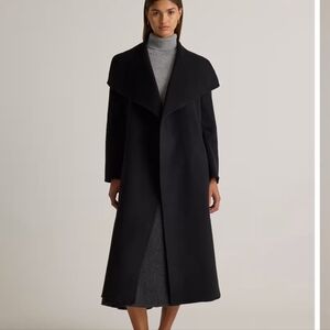 Quince Double-Faced Merino Wool Draped Collar Wrap Coat - NWOT